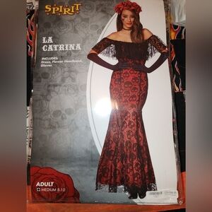 Spirit La Catrina Costume - Red and Black